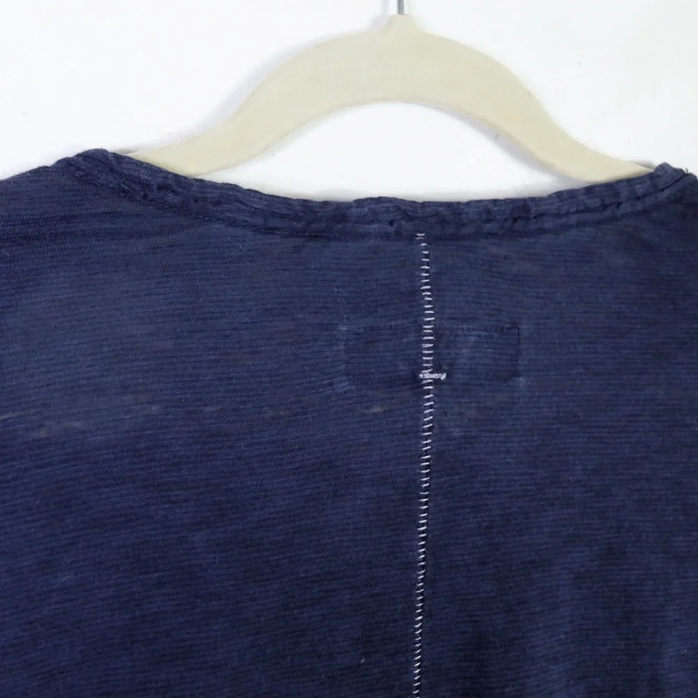 Rag & Bone Navy Blue Linen Cotton Blend Short Sleeve Shirt - Picture 3 of 4
